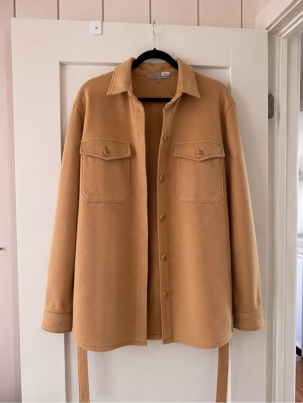 Women's Tan Utility Shacket with Front Pockets